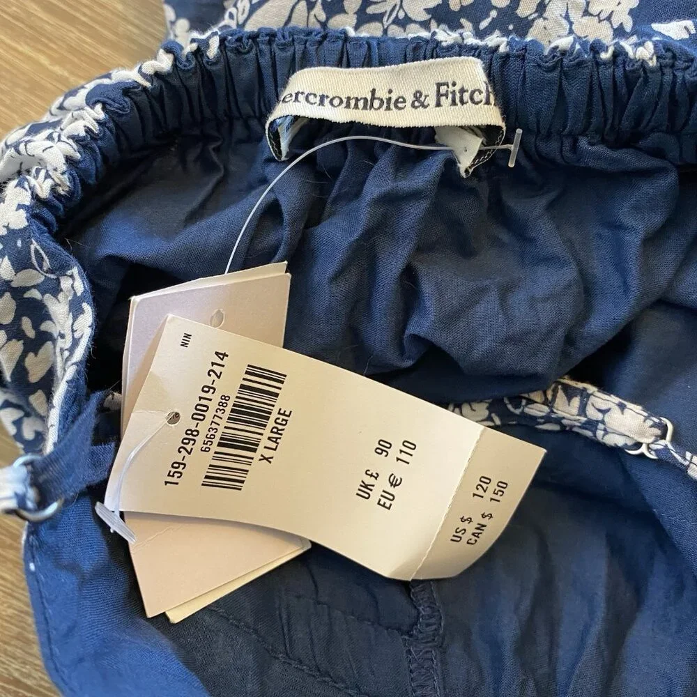NWT Abercrombie & Fitch Dress Floral Sleeveless Low Back Boho Resort Blue Sz XL